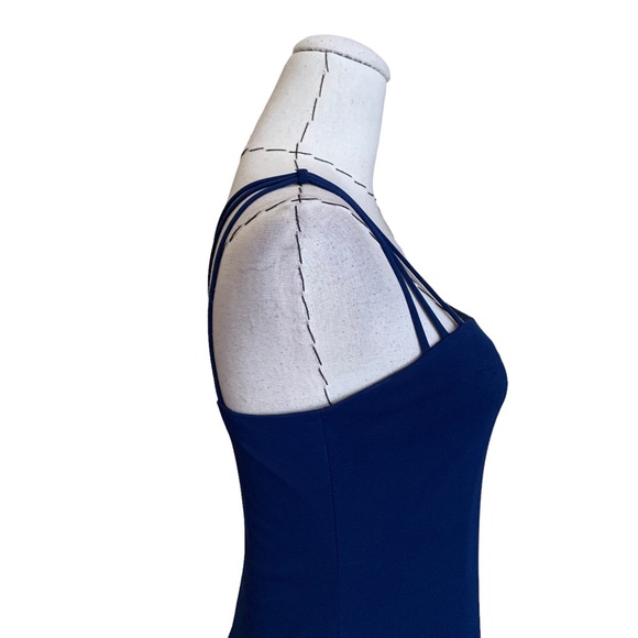 Vintage 90s Laundry Navy Blue Strappy Maxi Dress Gown sz 4 Minimalist - Picture 5 of 11